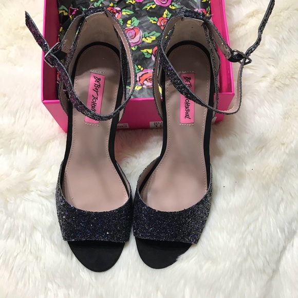 Betsey Johnson Shoes Betsy Johnson Black Glitter Sandals Poshmark